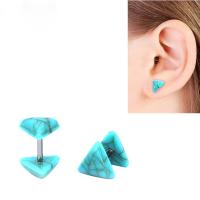 Roestvrij staal Stud Earrings, 316L roestvrij staal, met Synthetische Turquoise, plated, mode sieraden & voor vrouw, meer kleuren voor de keuze, 1.20x6mm, Verkocht door PC