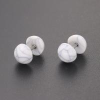 Roestvrij staal Stud Earrings, 316L roestvrij staal, met magnesiet, synthetisch, mode sieraden & voor vrouw, meer kleuren voor de keuze, 1.20x8x6mm, Verkocht door PC