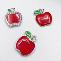 Zinc Alloy Fruit Μενταγιόν Shape, Κράμα ψευδάργυρου, με Τεχνητό διαμάντι, Μήλο, επιχρυσωμένο, κοσμήματα μόδας & DIY & σμάλτο, περισσότερα χρώματα για την επιλογή, Sold Με PC