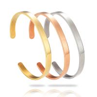 304 από ανοξείδωτο χάλυβα Σφαλιάρα Bangle, επιχρυσωμένο, κοσμήματα μόδας & DIY, περισσότερα χρώματα για την επιλογή, 62/65x6x1.8mm, Sold Με PC