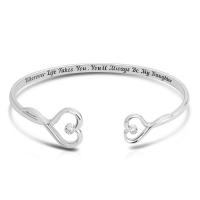 Bracelet en acier inoxydable, avec le motif de lettre & pour femme & avec strass, couleur originale, 14.5mm, 11mm, 3.5mm, 1.5mm, Diamètre intérieur:Environ 60mm, Vendu par PC