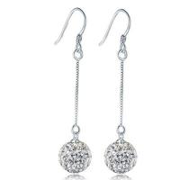 Kobber-nikkellegeringer Drop Earring, forgyldt, mode smykker & for kvinde & med rhinestone, hvid, nikkel, bly & cadmium fri, 10mm, Solgt af par