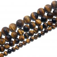 Tiger Eye Gyöngyök, Kerek, csiszolt, DIY & különböző méretű a választás, Által értékesített Strand