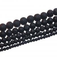 Natural Lava Beads Round polished DIY black Sold By Strand