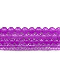 Purple Chalcedony Beads Round polished DIY purple Sold By Strand