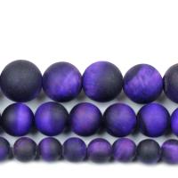 Natural Tiger Eye Beads Round polished DIY purple Sold By Strand