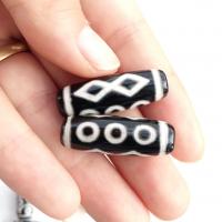 Natural Tibetan Agate Dzi Beads polished DIY black 30mm Sold By Bag