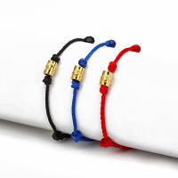 Trendy Wax cord armbanden, Messing, met Wax, mode sieraden, meer kleuren voor de keuze, Lengte Ca 23.5 cm, 2strengen/Bag, Verkocht door Bag