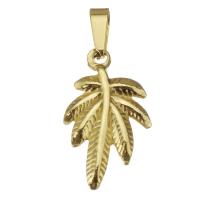 Rostfritt stål Smycken Hängen, ROSTFRITT STÅL, Leaf, guldfärg pläterade, 14x24x2mm, Hål:Ca 3.5x6.5mm, 10PC/Lot, Säljs av Lot