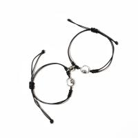 Fashion Opret Wax Cord Armbånd, Voks, med Natursten & Zinc Alloy, forgyldt, Justerbar & mode smykker & Unisex, flere farver til valg, 140/200x6x1mm, Solgt af par