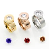 Zirkonia Edelstahl-Finger- Ring, Edelstahl, plattiert, verschiedene Größen vorhanden & Micro pave Zirkonia & für Frau, keine, Größe:6-10, verkauft von PC