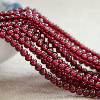 Naturlig granat perler, Garnet, Runde, granat, 4mm, 3Strands/Lot, Solgt af Lot