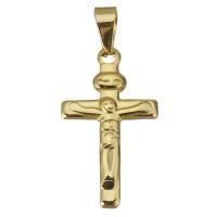 Roestvrij staal Cross Hangers, Oversteken, gold plated, 17x29x2.5mm, Gat:Ca 3.5x7mm, 10pC's/Lot, Verkocht door Lot