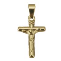 Rostfritt stål Cross Hängen, ROSTFRITT STÅL, guldfärg pläterade, 12.5x20x3mm, Hål:Ca 3x5mm, 10PC/Lot, Säljs av Lot