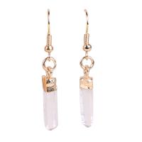 Clear Quartz Drop Korvakorut, kanssa Messinki, kullan väri kullattu, naiselle, nikkeli, lyijy ja kadmium vapaa, 30-45mm, Myymät Pair