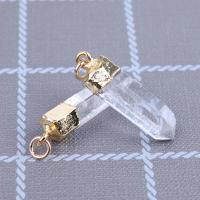 Clear Quartz Hänge, med Mässing, guldfärg pläterade, DIY, nickel, bly och kadmium gratis, 20-30mm,5-10mm, Säljs av PC