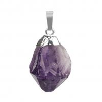 Amethist Hanger, met Messing, silver plated, DIY, purper, nikkel, lood en cadmium vrij, 20-30mm,15-20mm, Verkocht door PC