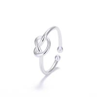 laiton Cuff Bague, Placage, bijoux de mode, argent, 14.90mm, Trou:Environ 5mm, Vendu par PC