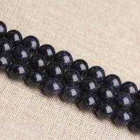 Natural Blue Goldstone Beads Blue Sandstone Round polished DIY blue Sold By Strand