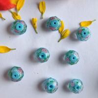 Inneren Blume-Lampwork-Beads, Lampwork, plattiert, Modeschmuck & DIY, blau, 9x12mm, verkauft von PC