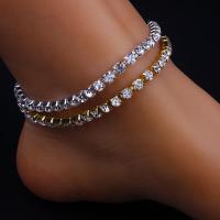 Sinc Alloy Anklet, le 4inch slabhra extender, plátáilte, do bhean & le rhinestone, dathanna níos mó le haghaidh rogha, nicil, luaidhe & caidmiam saor in aisce, Díolta Per Thart 6.3 Inse Snáithe