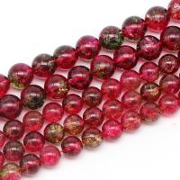 Crackle Quartz Beads Round polished DIY fuchsia Sold By Strand