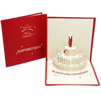 Biglietto d'auguri, carta, Torta, placcato, Effetto 3D & cavo, rosso, 150x150mm, Venduto da PC