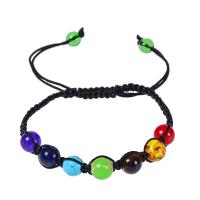 Natural 7 Chakra Gemstone Yoga Beads Braided Bracelets Natural Stone adjustable mixed colors 8mm Sold By Strand