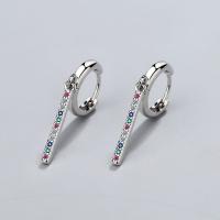 Boucle d’oreille goutte strass Hoop, laiton, Placage, pavé de micro zircon & pour femme, plus de couleurs à choisir, 12x30mm, Vendu par paire