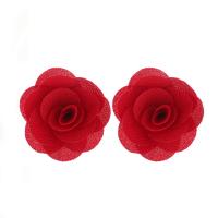 Chiffon Stud Earring, med Zinc Alloy, Flower, for kvinde, flere farver til valg, 55x55mm, Solgt af par