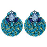 Boucles d'oreilles en alliage de zinc, avec Fibre de polyester, Placage, pour femme & avec strass, plus de couleurs à choisir, 45x57mm, Vendu par paire