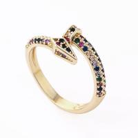 Cúbicos Circonia Micro Pave anillo de latón, metal, chapado en color dorado, micro arcilla de zirconia cúbica & para mujer, 18mm, Vendido por UD