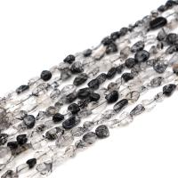 Edelsteen chips, Black Rutilated Quartz, Onregelmatige, gepolijst, DIY, 6x9mm, Verkocht door Strand