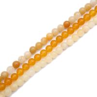 Natural Jade Beads Jade Yellow Round polished DIY Sold By Strand