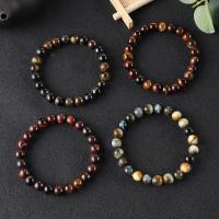 Natuurlijke Tiger Eye armbanden, plated, mode sieraden & verschillende grootte voor keus, meer kleuren voor de keuze, 170mm, Verkocht door Strand