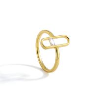 Kubieke Circonia Micro Pave Brass Ring, Messing, gold plated, verschillende grootte voor keus & micro pave zirconia & voor vrouw, 14.80x5.40mm, Verkocht door PC