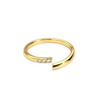 Messing ringen, gold plated, Verstelbare & voor vrouw & met strass, 2mm, Verkocht door PC