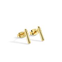 Messing oorbelknoppen, gold plated, voor vrouw & met strass, 12x3mm, Verkocht door pair