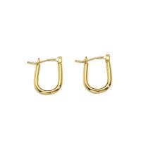 Messing Spring hoop oorbellen, gold plated, voor vrouw, 12.50x18.50mm, Verkocht door pair