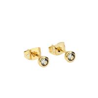 Messing Stud ørering, guldfarve belagt, for kvinde & med rhinestone, flere farver til valg, 4mm, Solgt af par