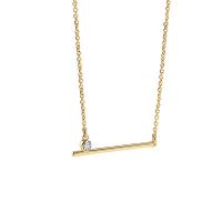 Collier en laiton cubique Zircon Micro Pave, avec 1.96 inch chaînes de rallonge, Placage de couleur d'or, pavé de micro zircon & pour femme, 25x3.20mm, Vendu par Environ 17.71 pouce brin