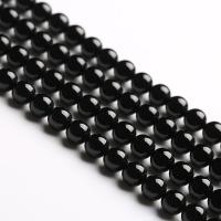 Natural Black Agate Beads Round polished DIY black Sold By Strand