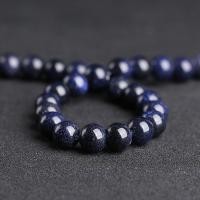 Blue Goldstone Beads, Blauwe zandsteen, Ronde, gepolijst, DIY & verschillende grootte voor keus, blauw, Verkocht door Strand