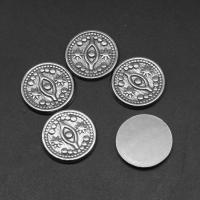 Roestvrij staal cabochons, Ronde, silver plated, 19x19x2mm, Ca 100pC's/Bag, Verkocht door Bag