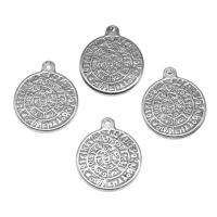 Stainless Steel Pendants Round silver color plated Approx Sold By Bag