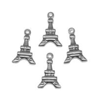 Rozsdamentes acél Ékszerek Medálok, Stainless Steel, Tower, ezüst színű bevonattal, 17x11x3mm, Kb 100PC-k/Bag, Által értékesített Bag