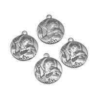 Stainless Steel Pendants Round silver color plated Approx Sold By Bag