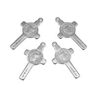 Roestvrij staal Cross Hangers, Oversteken, silver plated, 28x15x2mm, Ca 100pC's/Bag, Verkocht door Bag