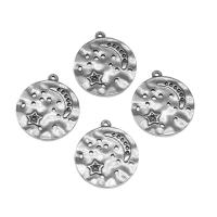 Stainless Steel Pendants Round silver color plated Approx Sold By Bag