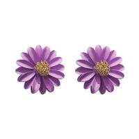 Pendientes de Perno de Aleación de Zinc, Flor, barniz de secado al horno, diferentes materiales para la opción & para mujer, más colores para la opción, 26x26mm, 10parespareja/Grupo, Vendido por Grupo